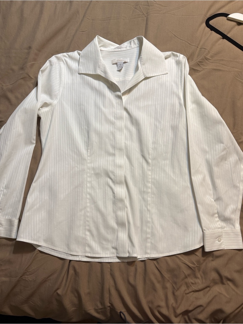Chico's White Pinstripe Blouse